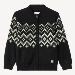 Vest in gebreide stof met sherpa voering en Azteekse jacquardmotieven jongens