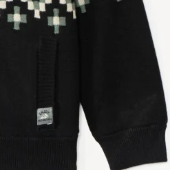 Vest in gebreide stof met sherpa voering en Azteekse jacquardmotieven jongens