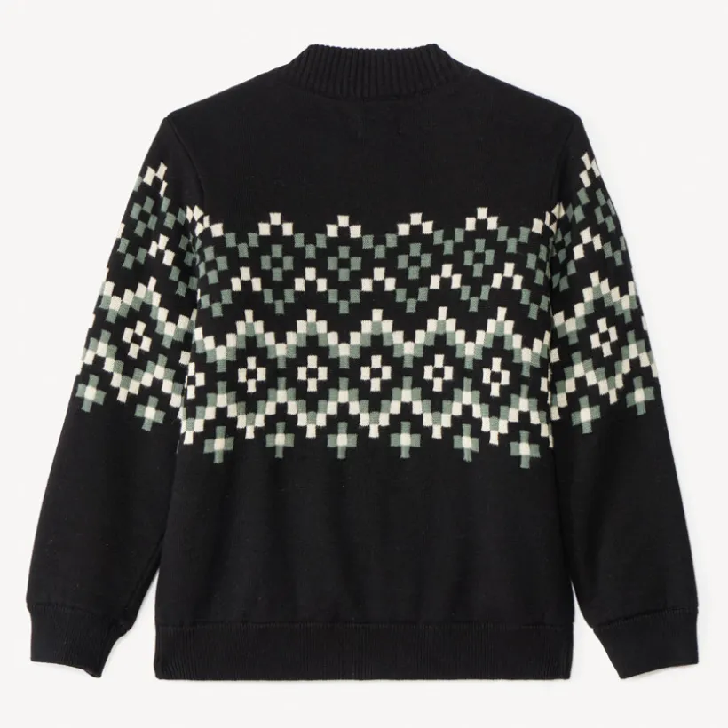 Vest in gebreide stof met sherpa voering en Azteekse jacquardmotieven jongens