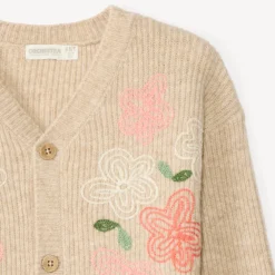 Vest in geribd gebreid met bloemen meisjes