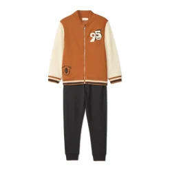 Vest met fantasieborduring en teddy kraag met joggingbroek jongens