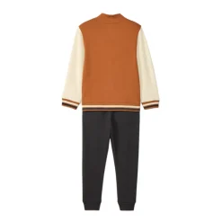 Vest met fantasieborduring en teddy kraag met joggingbroek jongens