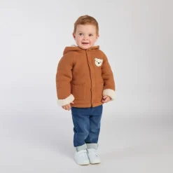Vest met kap, sherpa gevoerd, met speelse oren voor babyjongens