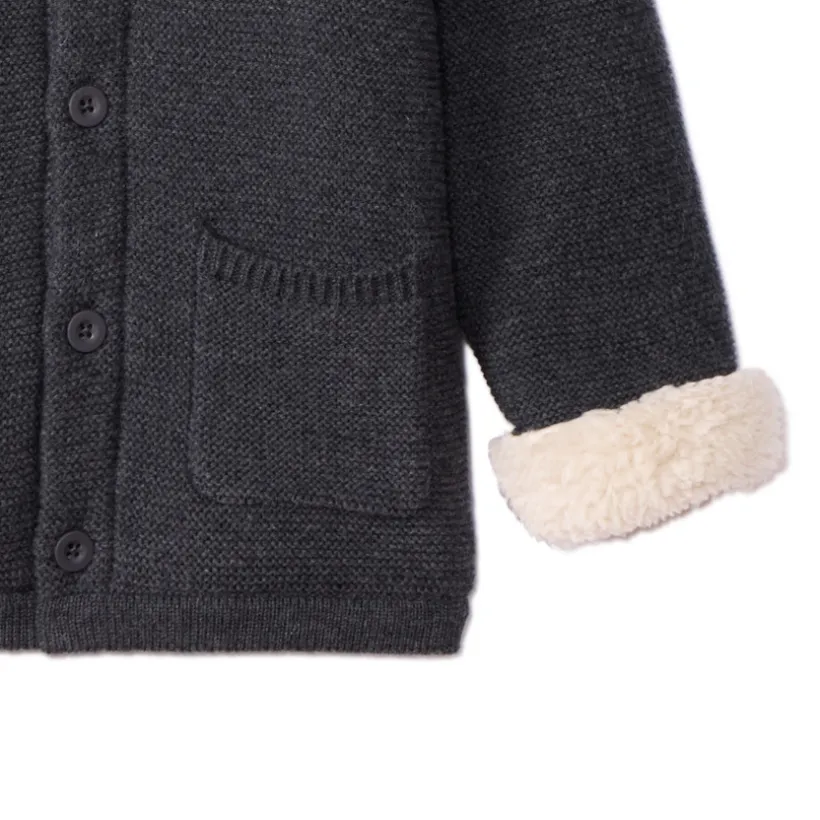 Vest met kap, sherpa gevoerd, met speelse oren voor babyjongens