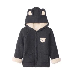 Vest met kap, sherpa gevoerd, met speelse oren voor babyjongens