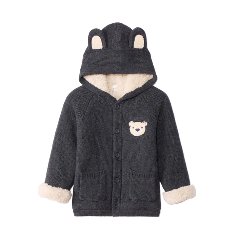 Vest met kap, sherpa gevoerd, met speelse oren voor babyjongens