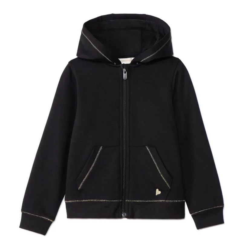 Vest met kap van fleece met hartborduursel meisjes
