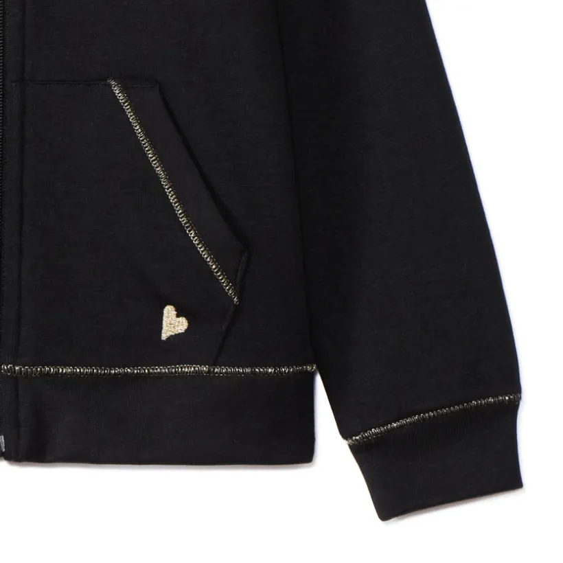 Vest met kap van fleece met hartborduursel meisjes