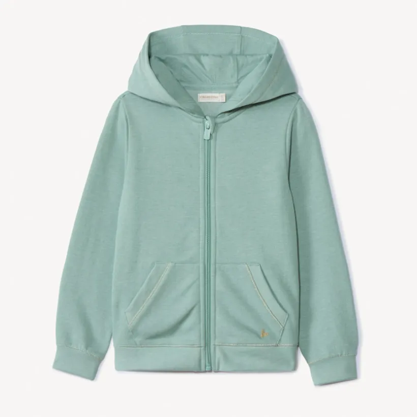 Vest met kap van fleece met hartborduursel meisjes