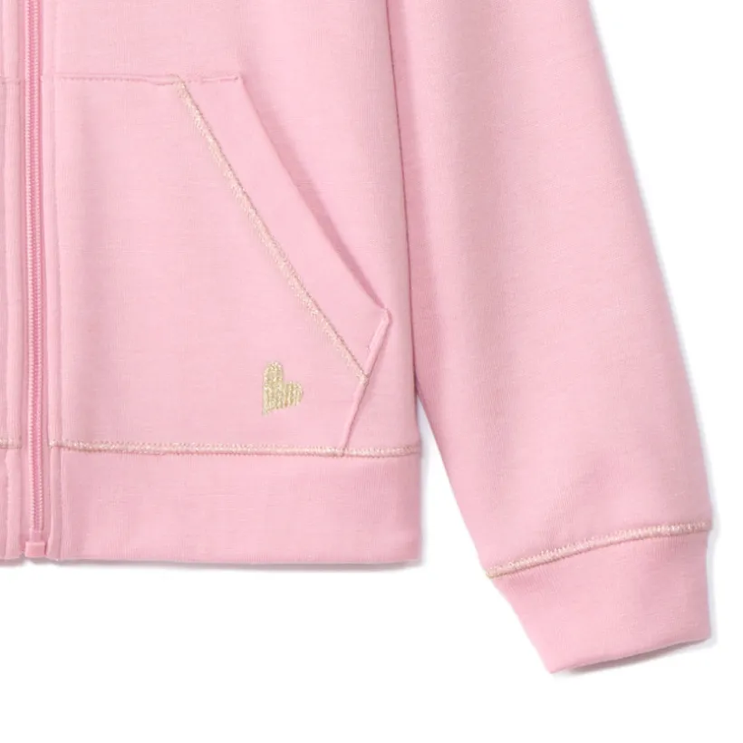 Vest met kap van fleece met hartborduursel meisjes