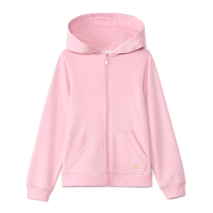 Vest met kap van fleece met hartborduursel meisjes