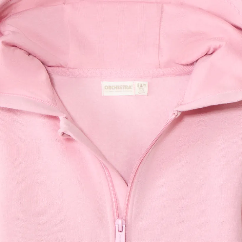 Vest met kap van fleece met hartborduursel meisjes
