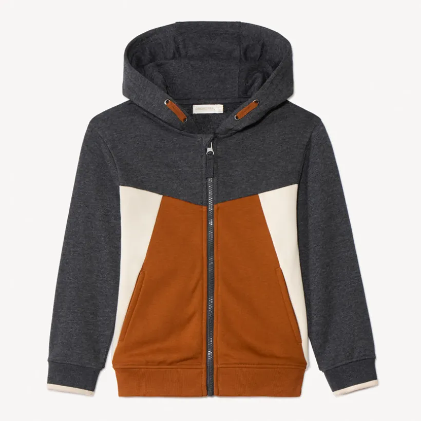 Vest met lange mouwen, colourblock-effect en kap voor jongens