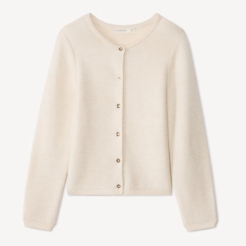 Vest met lange mouwen in effen gebreide stof meisjes