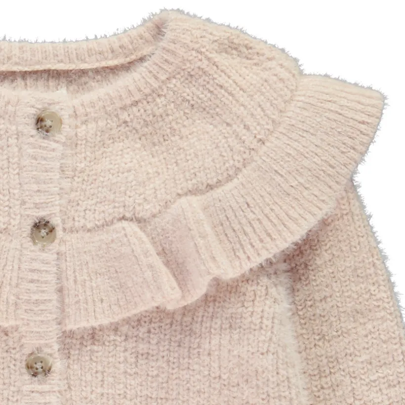 Vest met lange mouwen in gebreid met ruche meisjes
