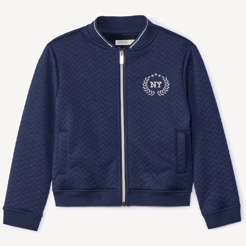 Vest met lange mouwen, teddy kraag en borduursel meisjes