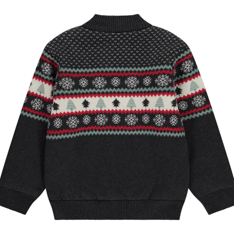 Vest met rits in jacquard gebreid in kerststijl voor jongen