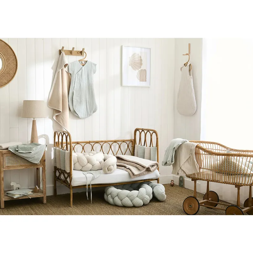 Vlecht decoratief gewatteerd Soft Stripes Ecru Groen van Grijs