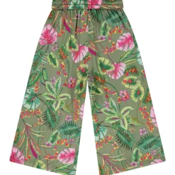 Vloeibare en uitlopende tropical print pantacourt meisjes
