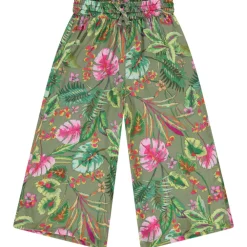 Vloeibare en uitlopende tropical print pantacourt meisjes