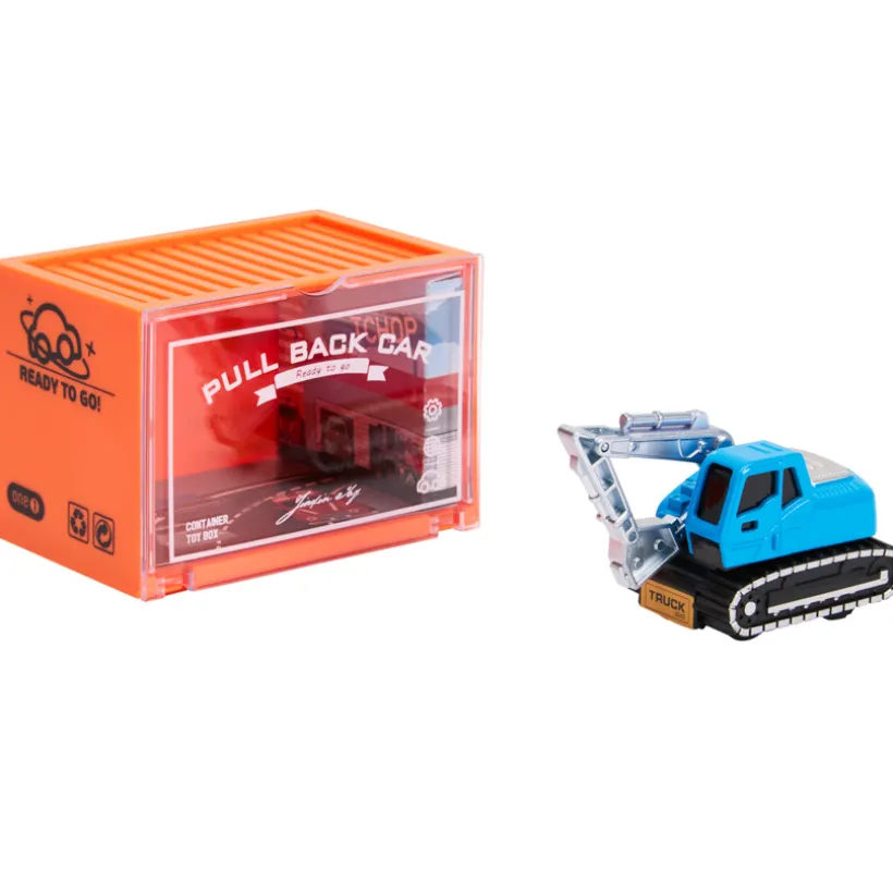 Voertuig miniatuur met wrijving Tractopelle blauw/zwart