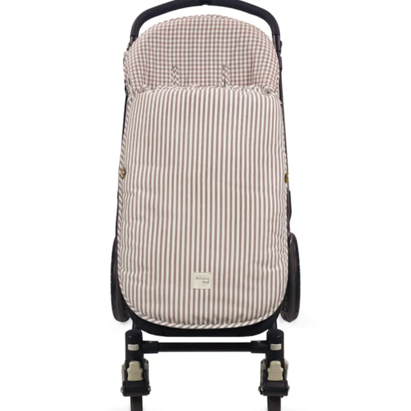 Voetenzak kinderwagen tussenseizoen universeel Vichy/Stripes Moka