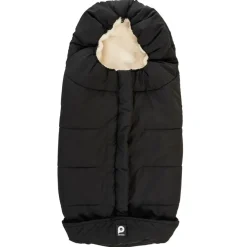 Voetenzak voor kinderwagen zwart beige met sherpa voering