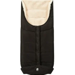 Voetenzak voor kinderwagen zwart beige met sherpa voering