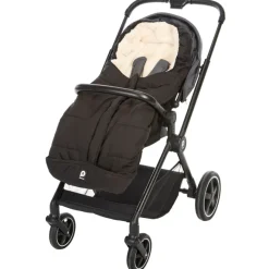 Voetenzak voor kinderwagen zwart beige met sherpa voering