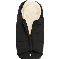Voetenzak voor kinderwagen zwart beige met sherpa voering