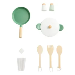 Volledige keuken met houten accessoires