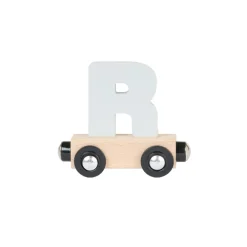 Wagon van hout met de letter "R" - grijs