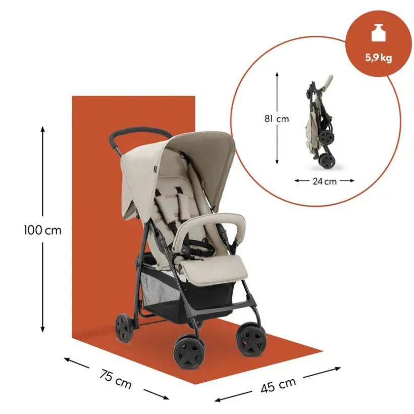 Wandelwagen Sport compact-verstelbaar-licht Beige