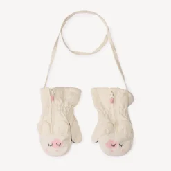 Wanten van effen stof met borduurwerk voor babymeisje
