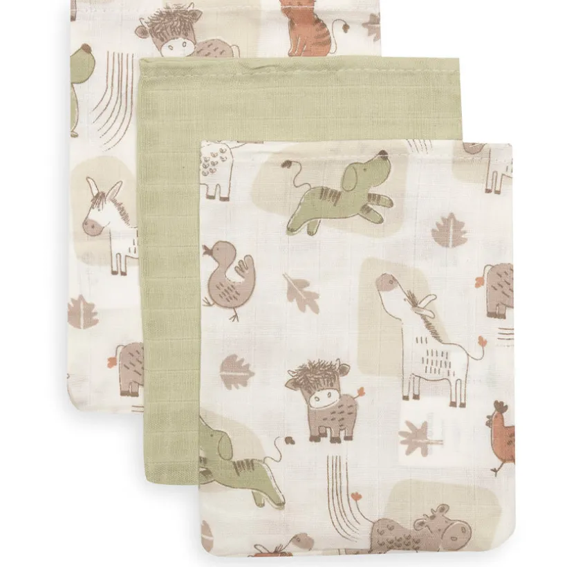 Washandje katoenen gaas 15x20cm Barn Buddies 3stks