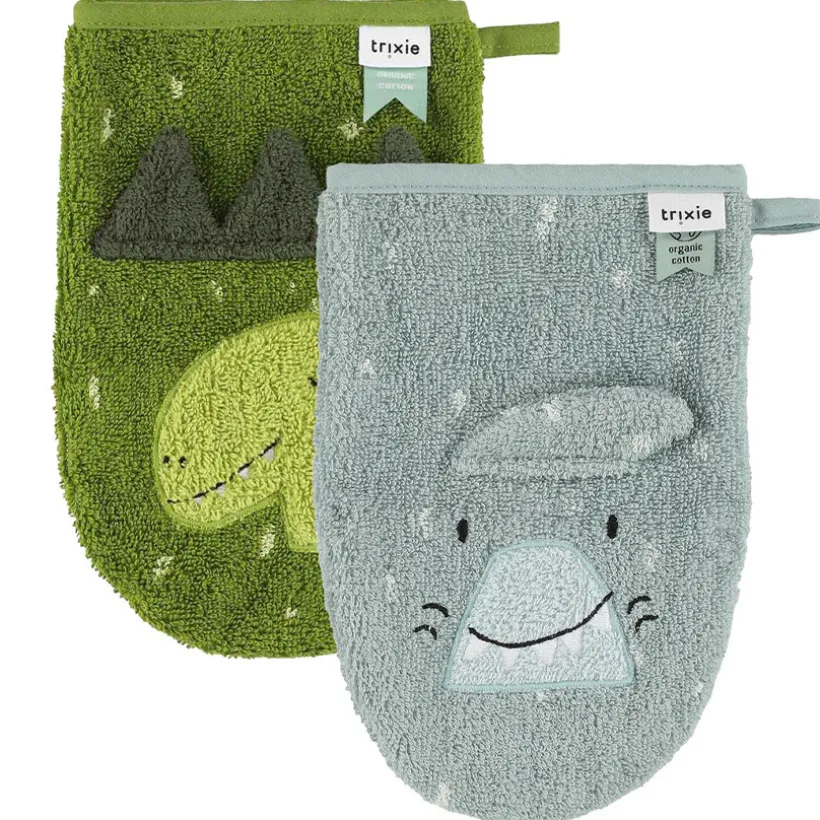 Washandjes 2stks Mr Shark & Mr Dino