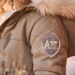 Waterafstotende parka met kap en afneembare nepbont meisjes
