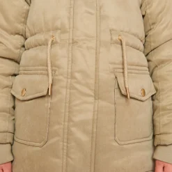 Waterafstotende parka met kap en afneembare nepbont meisjes