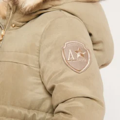 Waterafstotende parka met kap en afneembare nepbont meisjes