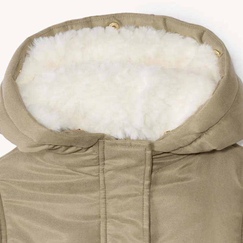 Waterafstotende parka met kap en afneembare nepbont meisjes