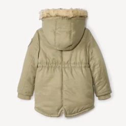 Waterafstotende parka met kap en afneembare nepbont meisjes