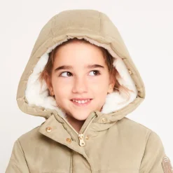 Waterafstotende parka met kap en afneembare nepbont meisjes