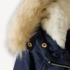 Waterafstotende parka met kap en afneembaar nepbont meisjes