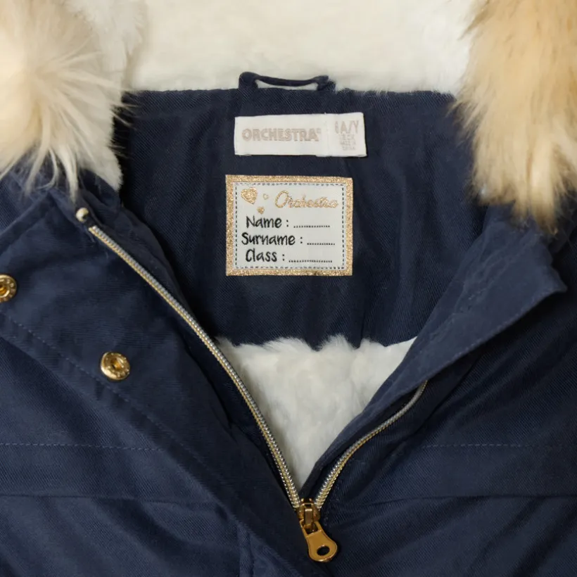 Waterafstotende parka met kap en afneembaar nepbont meisjes