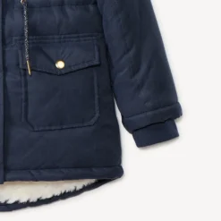 Waterafstotende parka met kap en afneembaar nepbont meisjes