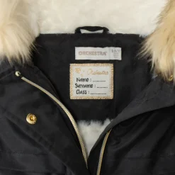 Waterafstotende parka met kap en afneembare nepbont meisjes