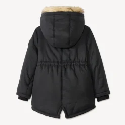 Waterafstotende parka met kap en afneembare nepbont meisjes