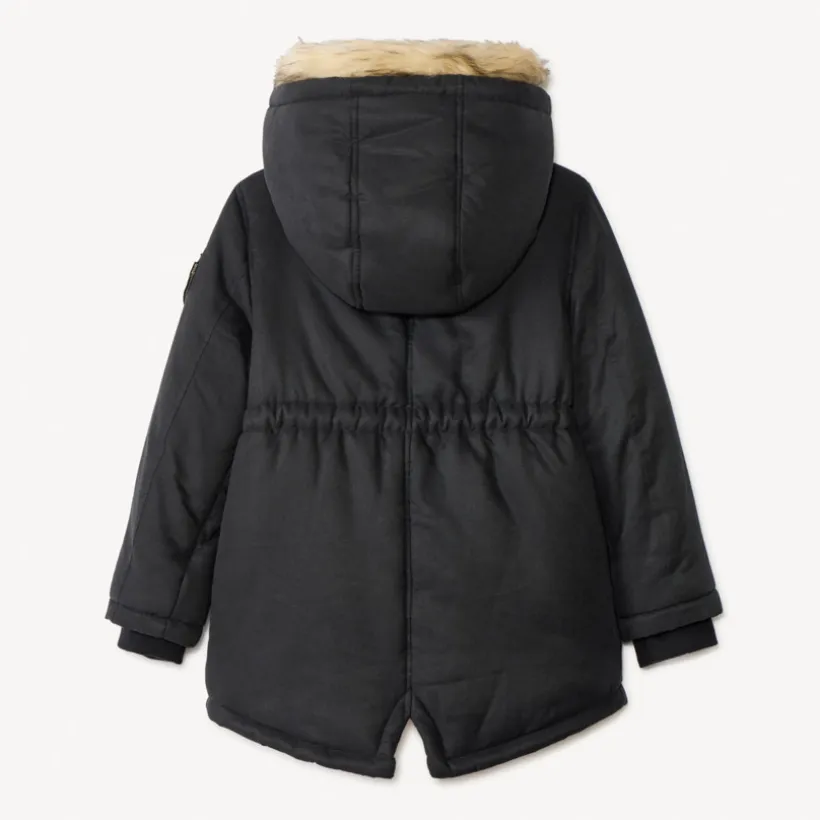 Waterafstotende parka met kap en afneembare nepbont meisjes