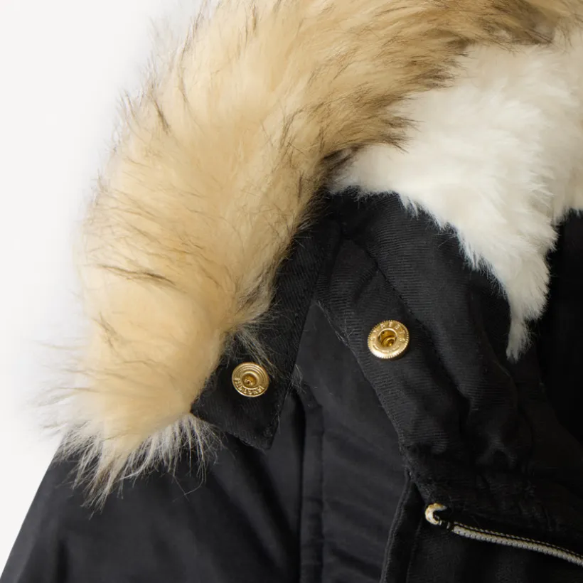 Waterafstotende parka met kap en afneembare nepbont meisjes