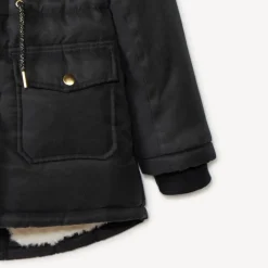 Waterafstotende parka met kap en afneembare nepbont meisjes